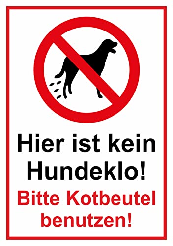 Daged Hier ist kein Hundeklo Bitte Kotbeutel benutzen Aufkleber 23x16 cm Hinweiszeichen Sicherheitszeichen Sticker T-082 von daged