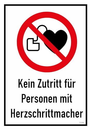 Daged Kein Zutritt für Personen mit Herzschrittmacher Feld Aufkleber 23x16 cm Hinweiszeichen Sticker T-230 von daged
