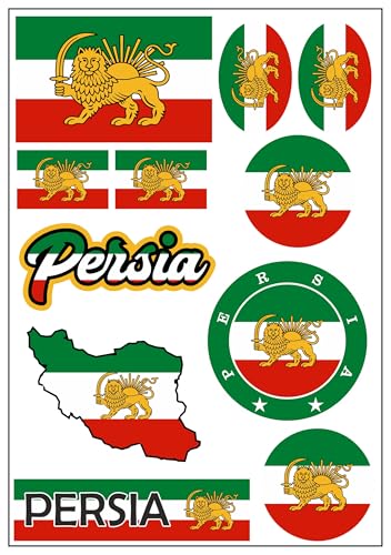 Daged Persien Iran Aufkleber Karte 10 Stück Stickerbogen - PKW Auto Motorrad Biker Flagge Fahne Deko AK von daged