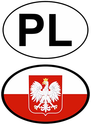 Daged Polen Aufkleber Auto Auslandskennzeichen 2 Stück Sticker - Länderkennung Urlaub AKZ von daged