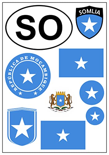 Daged Somalia Aufkleber Karte 9 Stück Stickerbogen - PKW Auto Motorrad Biker Flagge Fahne Deko AK von daged