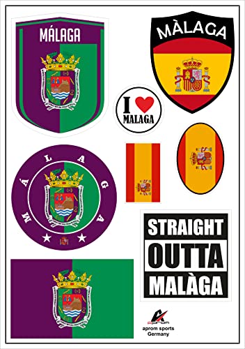 Daged Spanien Malaga Aufkleber Karte 8 Stück - PKW Auto Motorrad Biker Flagge Fahne Vinyl ST von daged