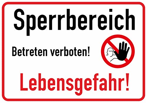 Daged Sperrbereich Betreten verboten Lebensgefahr Aufkleber 23x16 cm Hinweiszeichen Sicherheitszeichen Sticker T-100 von daged