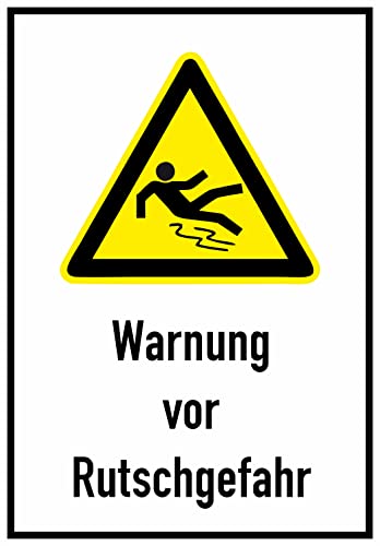 Daged Warnung vor Rutschgefahr Aufkleber 23x16 cm Hinweiszeichen DIN EN ISO 7010/W011 Sticker T-201 von daged
