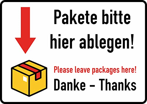 Pakete bitte hier ablegen Aufkleber Vinyl Sicherheitsaufkleber Selbstklebende Karte Sticker TK-064 von daged