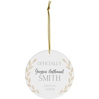 Adoption Geschenk #32 | Personalisierte Name Andenken Adoptionstag Weihnachtsschmuck Runde Keramik Ornamente von dailyblotsco