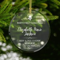 Baby's First Christmas #56 Glasanhänger | Geburtsanzeige Neue Mama Geschenk Für Weihnachtsornament von dailyblotsco