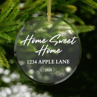 Home Sweet Ornament #51 | Personalisierte Adresse Personalisiertes Geschenk Neues Zuhause Zur Wohnungserwärmung Weihnachtsgeschenk Glasornamente von dailyblotsco