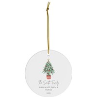 Personalisierte Familie Weihnachtsschmuck #19 | Weihnachtsgeschenk Benutzerdefinierter Nachname Runde Keramik Ornamente von dailyblotsco