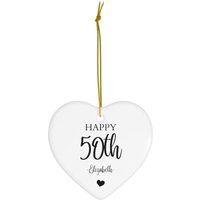 Personalisierter 50. Geburtstag Ornament #81 | Andenken Geschenk Für Mutter Oma Runde Keramik Ornamente von dailyblotsco