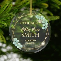 Personalisiertes Adoptionsgeschenk #138 | Personalisierte Name Andenken Geschenk Adoptionstag Christbaumkugel Glasornament von dailyblotsco