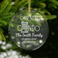 Unsere Neue Condo Ornament #126 | Paare Neues Zuhause Familienhaus Einweihungsgeschenk Weihnachtsgeschenk Glasornamente von dailyblotsco