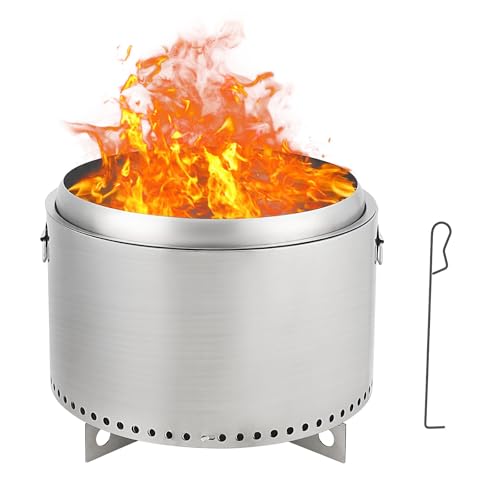 Rauchfreie Feuerstelle mit revolutionärem Luftschalter, Edelstahl, tragbares Design, Abnehmbarer Aschekaste, Stabiler Ständer, 360°-Heizung für Camping und Außenbereich von dainslef