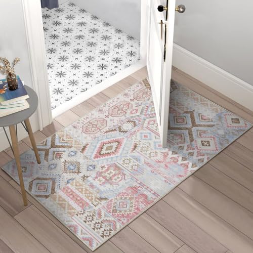 dainslef 2x3 Fußmatte Boho Vintage Fußmatte Ultra Dünn Niederflor Waschbar Teppich Tribal Geometrische Bodenabdeckung rutschfest Fleckenabweisend Kleiner Teppich Akzentteppich für Haustür Eingang von dainslef