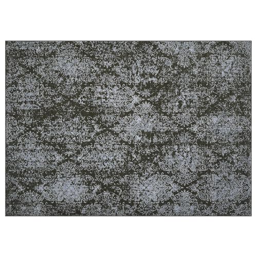 dainslef Maschinenwaschbarer Teppich, Leichter Überwurf, weicher Teppich, Boho, botanisches Blumenmuster, ultradünn, für den Innenbereich, 1,5 x 1,8 m, Beige von dainslef