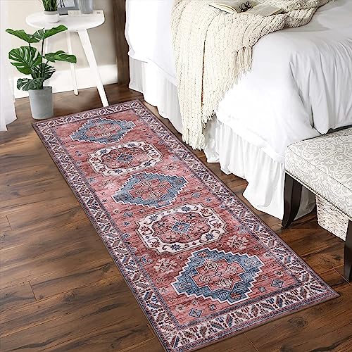 dainslef Waschbarer Läufer, orientalisch, Vintage, Blumenmuster, Eingangsbereich, Teppich, Läufer, niedriger Flor, fusselfrei, rutschfest, weiche Kunstwolle, Läufer für Flur, Schlafzimmer, Küche von dainslef