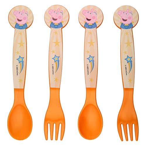 damaloo 2X Kinderbesteck Peppa Wutz - Kinderbesteck Plastik Gabel und Kinderlöffel - Kunststoff Kinder Besteckset - Peppa Pig Besteck für Kinder - Wiederverwendbares Besteck Set Kinder von damaloo