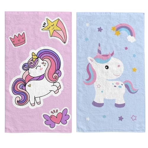 damaloo 2er Set Kinderhandtuch 30x50 cm aus Baumwolle – Gästehandtücher mit Einhorn-Motiv – Kleine Handtücher für Mädchen – Händetücher oder Waschlappen für Kinder damaloo 2er Set Kinderhandtuch 30x50 cm aus Baumwolle – Gästehandtücher mit Einhorn-Motiv – Kleine Handtücher für Mädchen – Händetücher oder Waschlappen für Kinder von damaloo