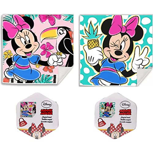 damaloo 2er Set Minnie Mouse Zauberhandtuch Kinder Mitgebsel Kindergeburtstag Mädchen- Komprimierte Handtücher als Gastgeschenke Set für Party - Gepresstes Handtuch Kinder Minnie Maus Geburtstag von damaloo