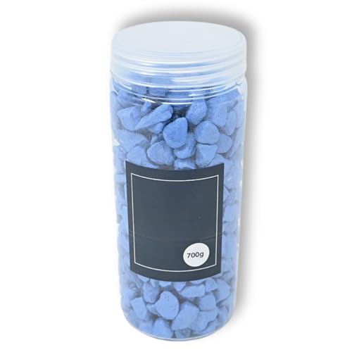 damaloo 700g Ziersteine metallisiert – Deko Steine für Vasen, Kerzen, Miniteich, Garten & Tischdeko – Kieselsteine Dekogranulat 10–20 mm Zierkies als Kerzensand & Dekosteine für Vasen (Metallic-Blau) von damaloo