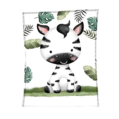 damaloo Fleecedecke mit Zebra Motiv - Kinder Decke 110x140 cm aus Fleece - Kuschel Tiere Decke für Sofa, Couch oder Auto – Jungen & Mädchen Kuscheldecke klein - Schmusedecke - Schlafdecke Kinder von damaloo