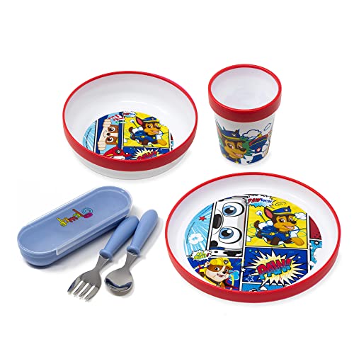 damaloo Kindergeschirr Set rutschfest mit Kinderbesteck BPA frei passend für Paw Patrol Fans - 5-teiliges Kind Geschirrset - Wiederverwendbares Geschirr und Besteck für Kinder und Baby damaloo Kindergeschirr Set rutschfest mit Kinderbesteck BPA frei passend für Paw Patrol Fans - 5-teiliges Kind Geschirrset - Wiederverwendbares Geschirr und Besteck für Kinder und Baby von damaloo