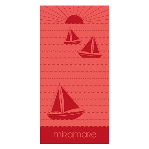 damaloo Maritimes Segelboot Kinder Handtuch groß aus Baumwolle - Badetuch für Jungen, Mädchen & Erwachsene - XXL Duschtuch 70x140 von damaloo