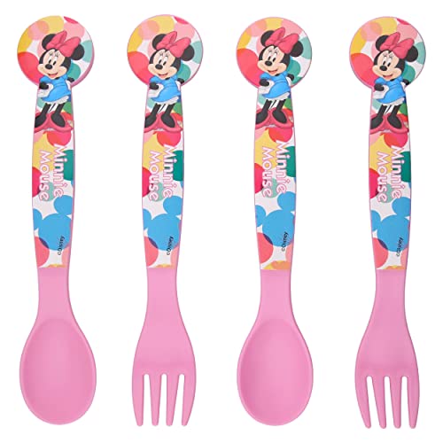 damaloo Minnie Mouse Kinderbesteck Plastik Gabel und Löffel - Kinder Besteckset wiederverwendbar - Besteck Kinder Besteck Baby - Kinderbesteck Minnie Maus von damaloo