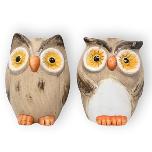 damaloo Set aus 2 Eulenfiguren aus Keramik – Tierfigur, handbemalte rustikale Boho-Deko für Wohnzimmer, Regal, Schreibtisch, Flur oder Schlafzimmer – 11 x 8 cm damaloo Set aus 2 Eulenfiguren aus Keramik – Tierfigur, handbemalte rustikale Boho-Deko für Wohnzimmer, Regal, Schreibtisch, Flur oder Schlafzimmer – 11 x 8 cm von damaloo
