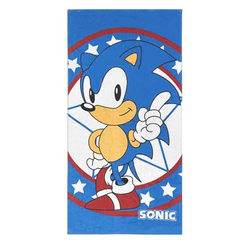 damaloo Sonic Handtuch groß aus Baumwolle - Badetuch für Jungen,Mädchen & Erwachsene – Sonic The Hedgehog Strandtuch blau - XXL Duschtuch 70x140 von damaloo