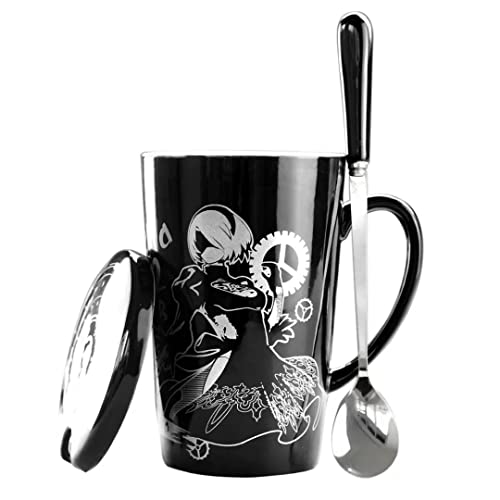 damdos Coffee Mugs Nier Automata Cosplay 2B 9S Coffee Cup Ceramic Mugs with Lid Daily Drink Tea Milk Coffee Glass(12 Oz) von damdos