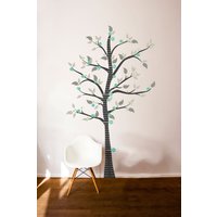 Baumwachstafel Mit Skurrilen Modernen Punkten Und Blättern - Wandaufkleber Selbstklebend von danadecals