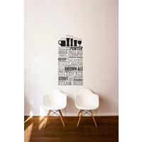 Bier Titelliste Mit Biergläsern Urbanes Zitat Muster - Wandaufkleber Individuelle Vinyl Kunst Aufkleber von danadecals