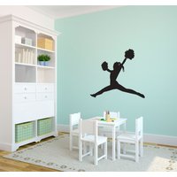 Cheerleader Toe Touch Jump Silhouette Sport - Wandaufkleber Benutzerdefinierte Vinylkunst Aufkleber von danadecals