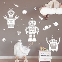 Freundliche 3 Space Scene Roboter Sammlung Vinyl Wandtattoos von danadecals