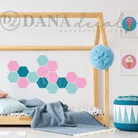 Kleine 18 X 15 cm Moderne Hexagon-Wabenmuster-Aufkleber - Wandaufkleber Benutzerdefinierte Vinyl-Kunstaufkleber Für Kindergärten, Kinderzimmer von danadecals