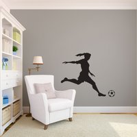 Mittelgroßer Mädchen Fußballer Silhouette Sport - Wandaufkleber Benutzerdefinierte Vinyl Kunst Aufkleber von danadecals