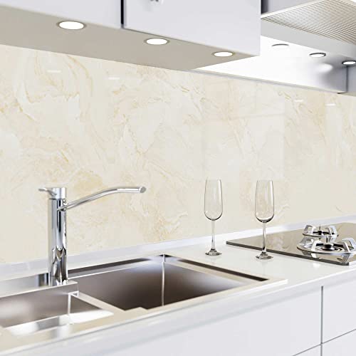 danario Küchenrückwand selbstklebend - Glasoptik - Spritzschutz Küche - versteifte PET Folie - 0,8 mm - Marmor beige - 60cm x 400cm danario Küchenrückwand selbstklebend - Glasoptik - Spritzschutz Küche - versteifte PET Folie - 0,8 mm - Marmor beige - 60cm x 400cm von danario