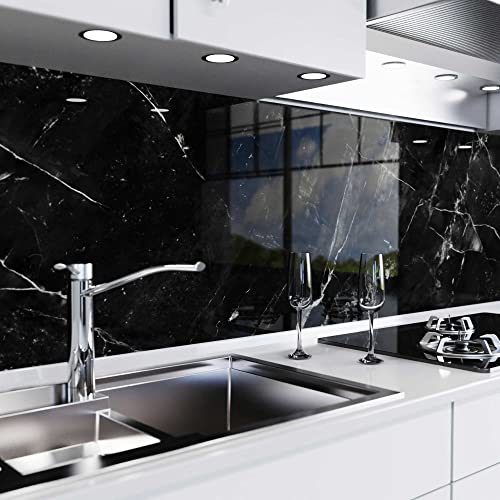 danario Küchenrückwand selbstklebend - Glasoptik - Spritzschutz Küche - versteifte PET Folie - 0,8 mm - Marmor schwarz - 80cm x 280cm danario Küchenrückwand selbstklebend - Glasoptik - Spritzschutz Küche - versteifte PET Folie - 0,8 mm - Marmor schwarz - 80cm x 280cm von danario