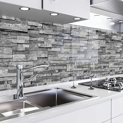 danario Küchenrückwand selbstklebend - Glasoptik - Spritzschutz Küche - versteifte PET Folie - 0,8 mm - Steinwand - 60cm x 340cm danario Küchenrückwand selbstklebend - Glasoptik - Spritzschutz Küche - versteifte PET Folie - 0,8 mm - Steinwand - 60cm x 340cm von danario