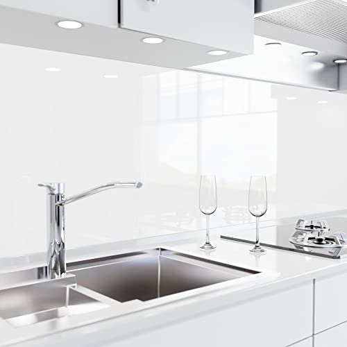 danario Küchenrückwand selbstklebend - Glasoptik - Spritzschutz Küche - versteifte PET Folie - 0,8 mm - Polarweiß - 60cm x 500cm von danario