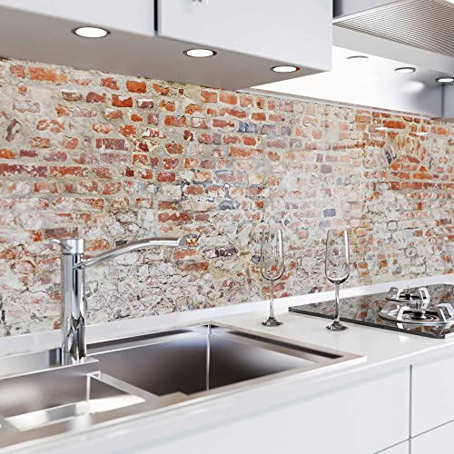 danario Küchenrückwand selbstklebend - Matt - Spritzschutz Küche - versteifte PET Folie - 0,37 mm - Alte Ziegelmauer - 60cm x 500cm von danario