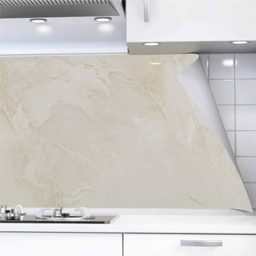 danario Küchenrückwand selbstklebend - Matt - Spritzschutz Küche - versteifte PET Folie - 0,37 mm - Marmor beige - 80cm x 500cm von danario