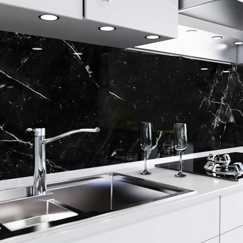 danario Küchenrückwand selbstklebend - Matt - Spritzschutz Küche - versteifte PET Folie - 0,37 mm - Marmor schwarz - 80cm x 220cm danario Küchenrückwand selbstklebend - Matt - Spritzschutz Küche - versteifte PET Folie - 0,37 mm - Marmor schwarz - 80cm x 220cm von danario