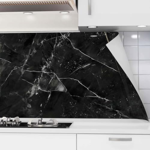 danario Küchenrückwand selbstklebend - Matt - Spritzschutz Küche - versteifte PET Folie - 0,37 mm - Marmor schwarz - 80cm x 400cm danario Küchenrückwand selbstklebend - Matt - Spritzschutz Küche - versteifte PET Folie - 0,37 mm - Marmor schwarz - 80cm x 400cm von danario