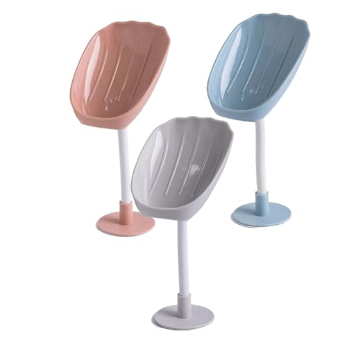 dancepandas 3 Stück Seifenschale mit Ablauf Soap Holder Seifenhalter ohne Bohren,Badezimmer Seifenhalter,Kann an der Wand Montiert Werden,Biegbar, (Rosa,Blau,Grau) von dancepandas