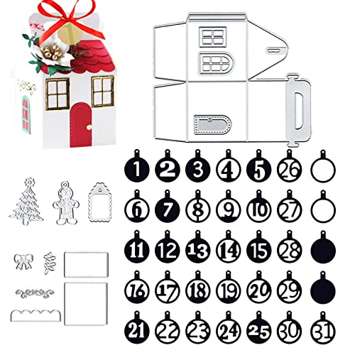 dancepandas Stanzschablone Box Weihnachten Klein Stanzschablonen Häuser Schablone Geschenkbox Metall Prägeschablone Box für Geschenkbox Süßigkeitenbox DIY Cutting Dies von dancepandas