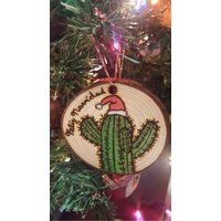 Feliz Navidad Kaktus Holzbrand Ornamente Feliz Navidad Kaktus Holzbrand Ornamente von dancingwithfireart