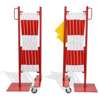 dancop Scherengitter-Set, 2 Rollenfüße, 2 Fußplatten, Breite 2x 2.000 mm, rot/weiß von dancop