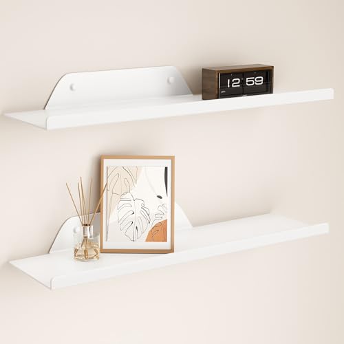 Schweberegale für die Wand, Off-Center Metallregale für Wohnzimmer, weiße schwebende Regale für Wanddekoration, 50,8 cm Hängeregale für Schlafzimmer, Badezimmer, Küche, Pflanzen (2 Stück) von dancrul